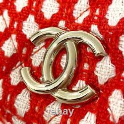 CHANEL MINT Condition Red White Tweed Bag Gold CC Limited Edition