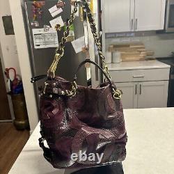 COACH Brooke Inlaid C Suede Leather Plum 14339 Limited Edition Exc Condition