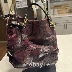 COACH Brooke Inlaid C Suede Leather Plum 14339 Limited Edition Exc Condition