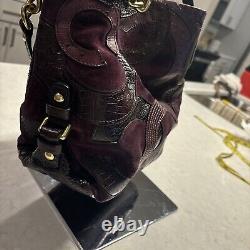 COACH Brooke Inlaid C Suede Leather Plum 14339 Limited Edition Exc Condition