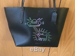 COACH x KEITH HARING UFO DOG MARKET LEATHER TOTE BAG BLACK Excellent condition