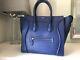 Celine Authentic Blue Mini Luggage Tote Bag In Excellent Condition, Rarely Used