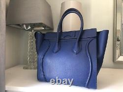 Celine Authentic Blue Mini Luggage Tote Bag in excellent condition, rarely used