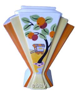 Clarice Cliff Wedgwood'Caravan' Fan Shape Vase Decorative Limited Edition Rare