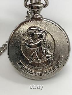 Fossil Popeye Limited Edition Silver Pocket Watch Excellent Condition New No Tag