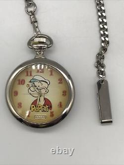 Fossil Popeye Limited Edition Silver Pocket Watch Excellent Condition New No Tag