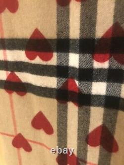 Genuine Burberry Cashmere Scarf, Red Hearts Limited Edition Great Condition