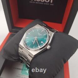 Green Tissot PRX Mens Wrist Watch with Box T137.410.11.091.00 GREAT CONDITION