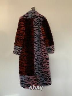 Kenzo X Hm Red Black & Pink Zebra Colour Faux Fur Coat! Excellent Condition