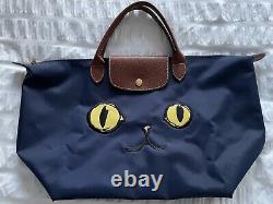 LONGCHAMP Le Pliage MIAOU Cat Tote Bag Navy Limited Edition Excellent Condition