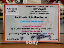 Lorna Bailey Galleon Book Ends Limited Edition C/w Certificate In Mint Condition