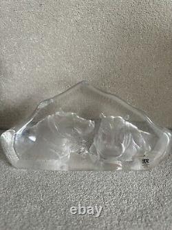 Mats Jonasson Crystal Two Hippos Bathing Limited Edition Excellent Condition