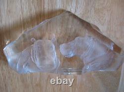 Mats Jonasson Crystal Two Hippos Bathing Limited Edition Excellent Condition
