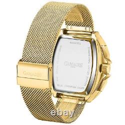 Mens Automatic Watch Gold Dimensional Stainless Steel Mesh Strap GAMAGES