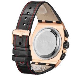 Mens Automatic Watch Rose Black Voyager Leather strap Watch GAMAGES