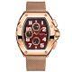 Mens Automatic Watch Rose Gold Dimensional Stainless Steel Mesh Strap Gamages