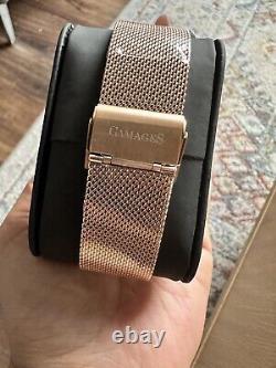 Mens Automatic Watch Rose Gold Dimensional Stainless Steel Mesh Strap GAMAGES