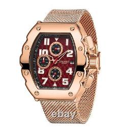 Mens Automatic Watch Rose Gold Dimensional Stainless Steel Mesh Strap GAMAGES