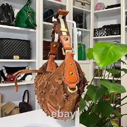 New Condition- Louis Vuitton Limited Edition Brown Onatah Suede Fleurs PM Bag
