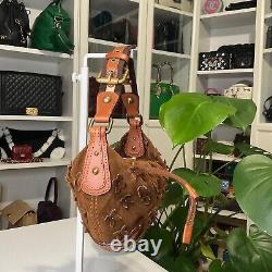 New Condition- Louis Vuitton Limited Edition Brown Onatah Suede Fleurs PM Bag