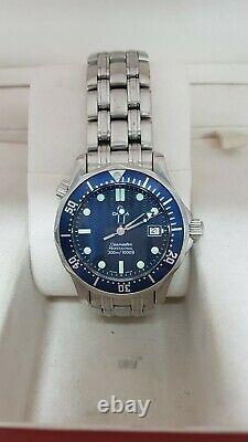 Omega Seamaster 25618000 Mid-Size Blue Watch 36.25mm Nice Condition (80586)