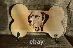 Pyrography Art Key Lead Rack Dalmatian Dog Bone Shape Gift Idea Limited Edition