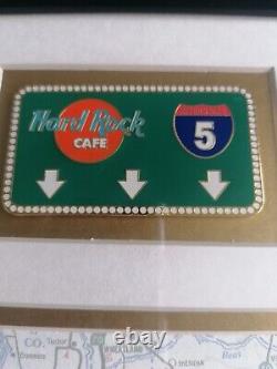 Rare Framed Hard Rock Cafe Pin Badge Set Ltd Edition 8 Badges In New Condition