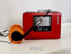 Red SONY WM-B12 WALKMAN RARE LIMITED EDITION + Headphones, VGC condition working