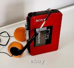 Red SONY WM-B12 WALKMAN RARE LIMITED EDITION + Headphones, VGC condition working