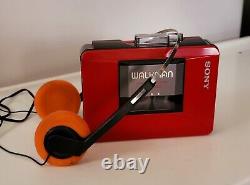 Red SONY WM-B12 WALKMAN RARE LIMITED EDITION + Headphones, VGC condition working