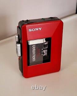 Red SONY WM-B12 WALKMAN RARE LIMITED EDITION + Headphones, VGC condition working