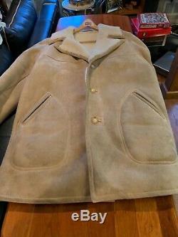 SAWYER OF NAPA SheepSkin Shearling Coat Marlboro Man Jacket 44L Nice Shape