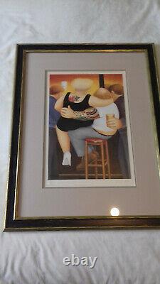 Signed Beryl Cook Two on a Stool 1991 LTD print GREAT CONDITION