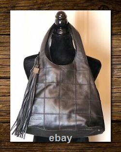 VTG Chanel Black Leather Patchwork Shoulder Bag w Tassel Perfect Condition