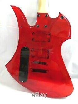 B. C. Rich Mockingbird Acrylique Limited Edition Transparent Red Guitar Bonne Forme