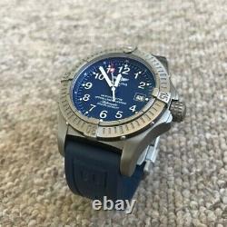 Breitling Seawolf Avenger Titanium Watch E17370 Blue Dial 3000m Superbe Condition