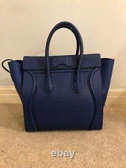 Celine Authentic Blue Mini Luggage Tote Bag En Excellent État, Rarement Utilisé