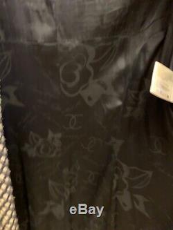 Chanel Veste En Tweed Manteau Robe Frangée Entretenu Taille 44 Mint Condition Zippered