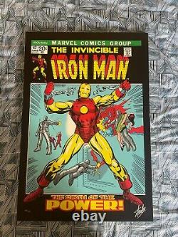 Édition limitée n° 144/195 Toile Iron Man signée par Stan Lee en excellent état