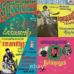 Ensemble vinyle rare de Sinn Sisamouth de (4) 45 tours Édition Limitée Cambodgienne