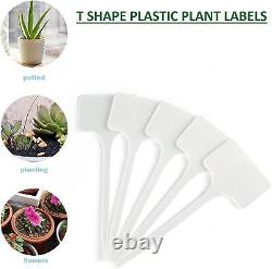 Étiquettes en plastique pour plantes, étiquettes pour pots, marqueurs de jardin en forme de T et droites, et crayon