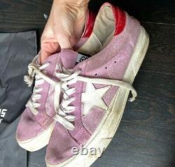 Golden Goose Sz 40 9 Mai Pink Glitter Sneakers. État D'utilisation Avec Sac À Poussière