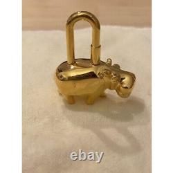 HERMÈS, Charm de sac, Charms de clés, Hippopotame, Cadenas, Édition limitée, bon état