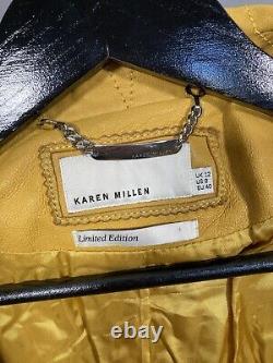 KAREN MILLEN ÉDITION LIMITÉE VESTE EN CUIR UK12 Excellente Condition Femme