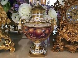Limited Edition Royal Gold Worcester Painted Fruit Vase Prestine Condition