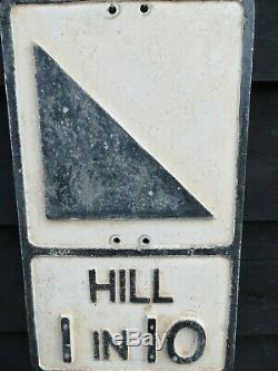 Old Road Sign Hill 1in 10 Gowshall Ltd État Du Bord De La Route Vintage Superbe