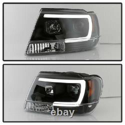 Pour 99-04 Jeep Grand Cherokee Black Projector Phare C-shape Neon Tube Led