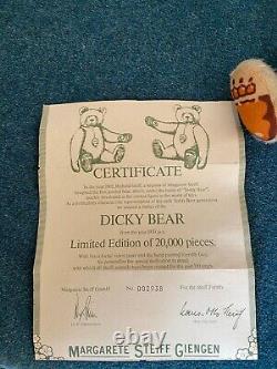 Réplique de l'ours en peluche Steiff Dicky de 1985, édition limitée à 20 000 exemplaires, en très bon état