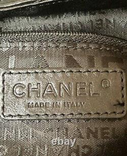 Vtg Chanel Black Patchwork Sac D'épaule En Cuir Avec Tassel État Parfait