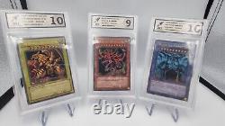 Yugioh Toutes les 3 Cartes Divines! État parfait! Éditions Limitées! Notation RKT 10/9/10